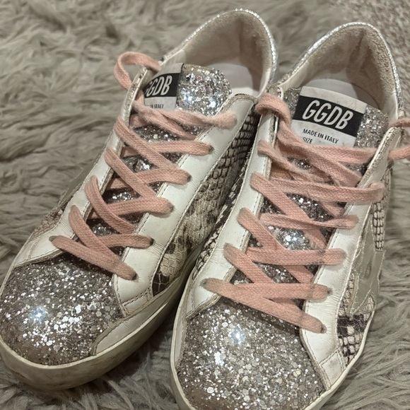 Golden Goose Glitter Toe Sneakers with Silver Accents - Picture 1 of 5